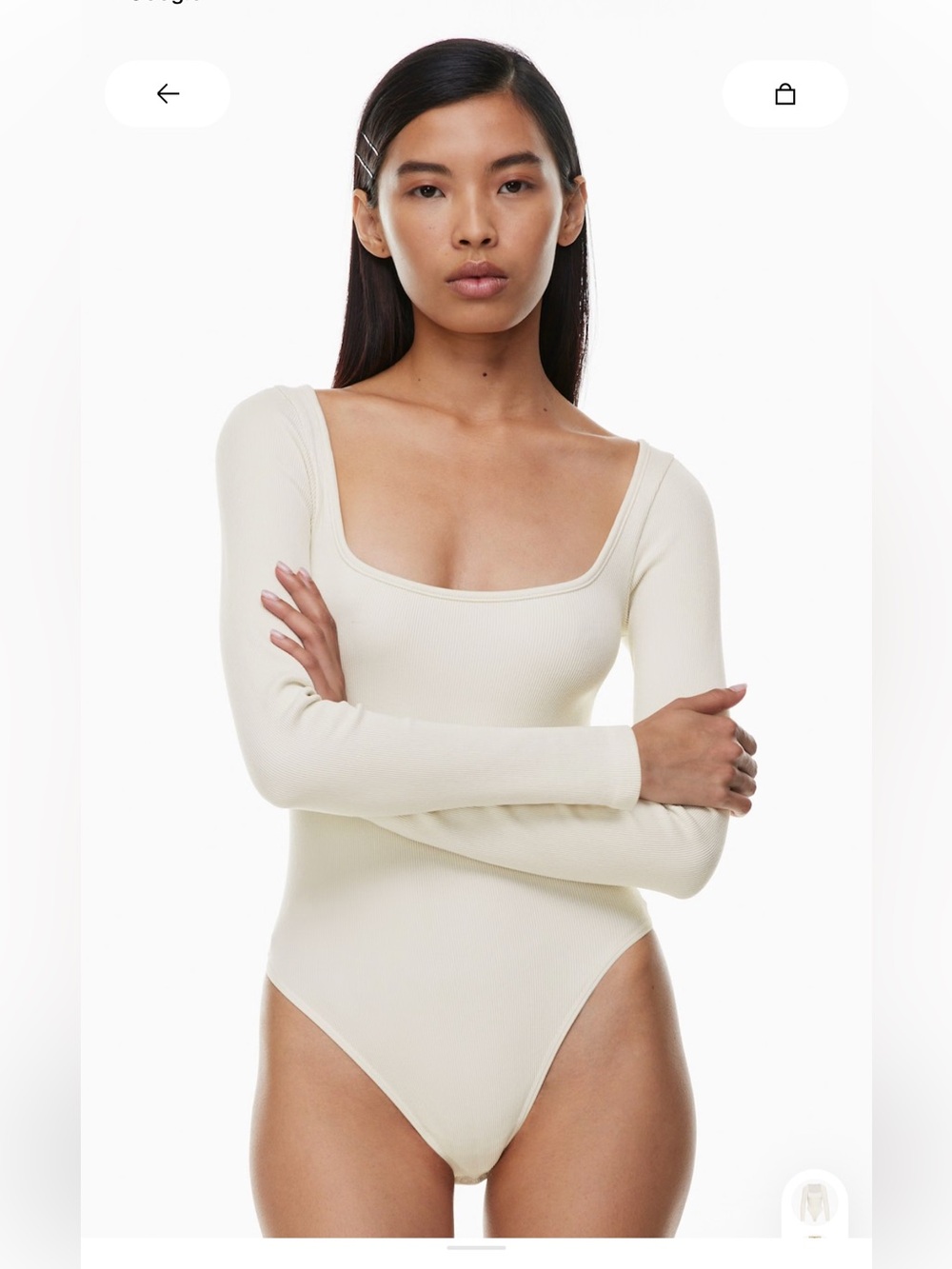 Sundays Best Rib Seamless Squareneck Longsleeve Bodysuit — Size S